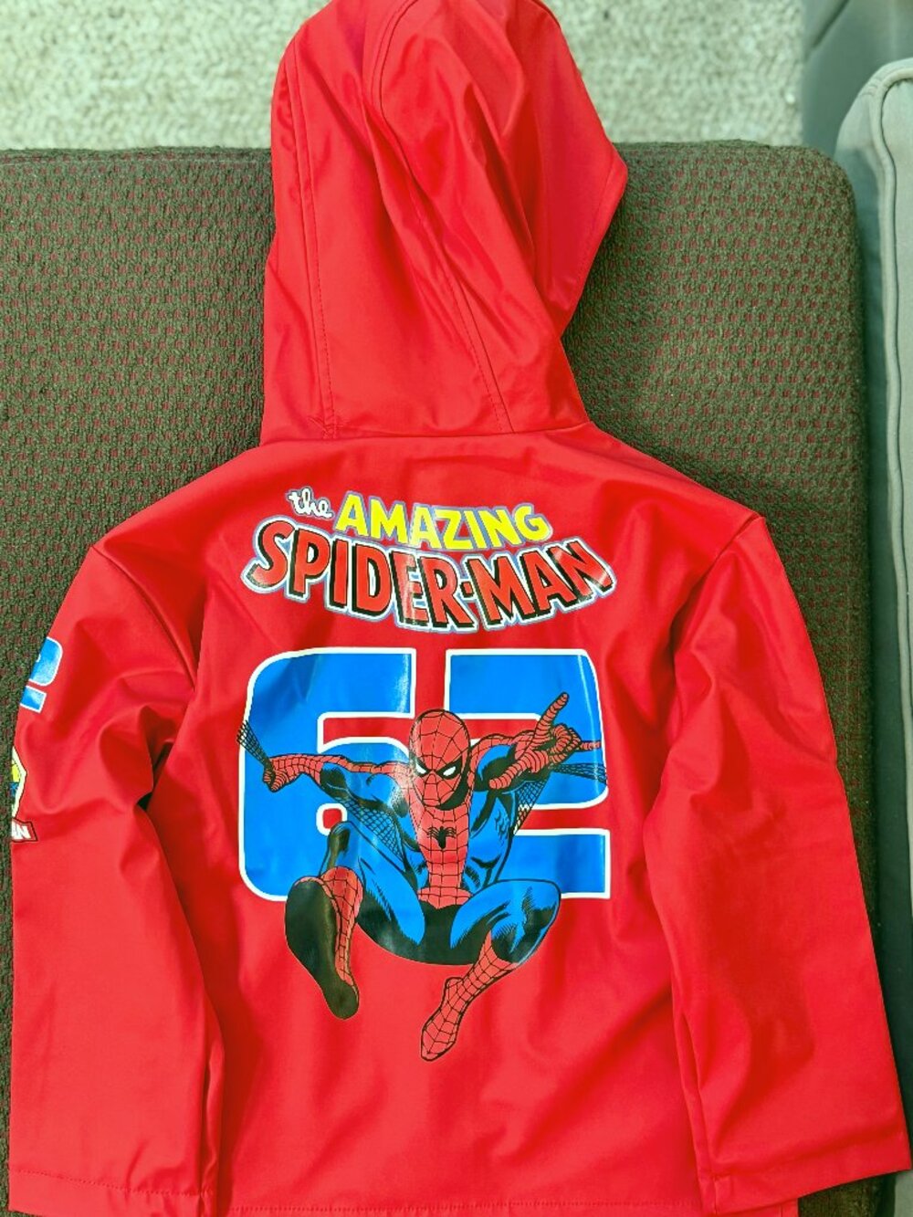 Marvel Spiderman Boys Rain Jacket Size 6 Hooded Waterproof Coat NWT - Picture 5 of 9